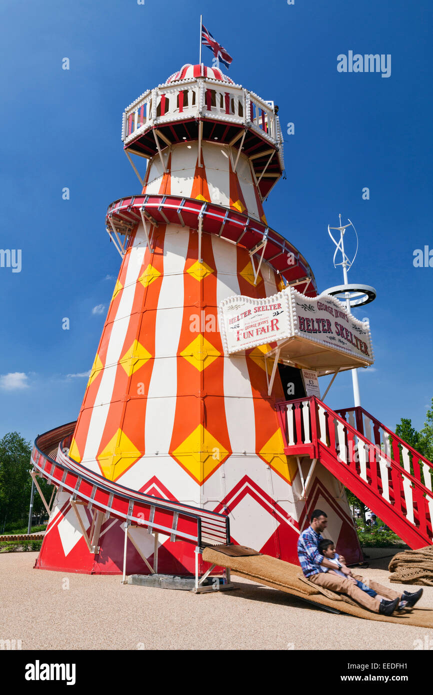 A Helter Skelter ride in the Queen Elizabeth Olympic Park, Stratford, London, England. Stock Photo