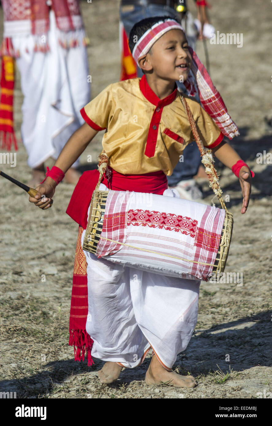 Sivasagar Assam India. 16th Jan 2015. An Indian little boy play