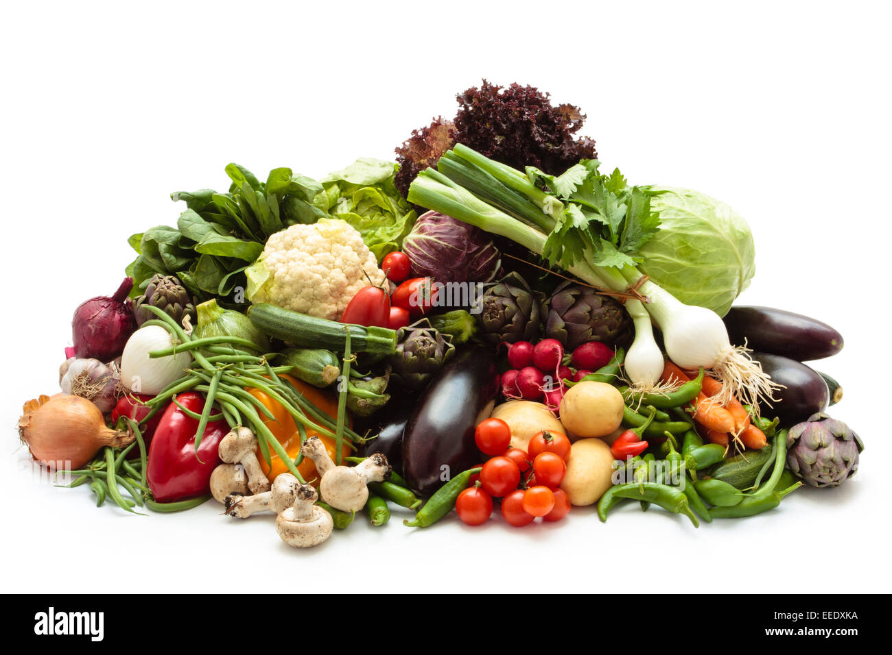 Collection mixed fresh organic vegetables and herbs Stock Photo Alamy