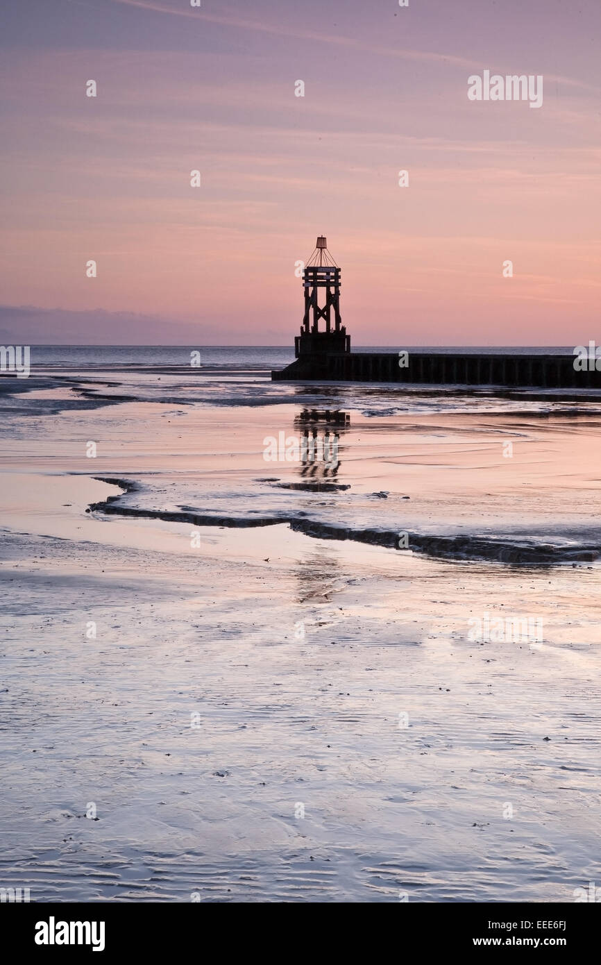 Antony Gormley's Another Place, Crosby Beach, Liverpool, Merseyside, England UK Stock Photo