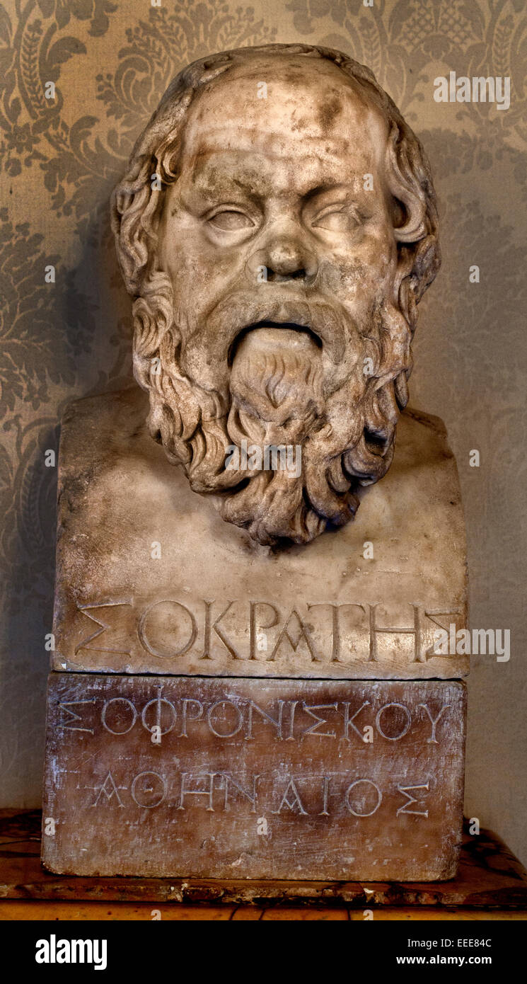 A bust of Socrates, the Greek philosopher Roman Rome Capitoline Museum Italy Italian Stock Photo