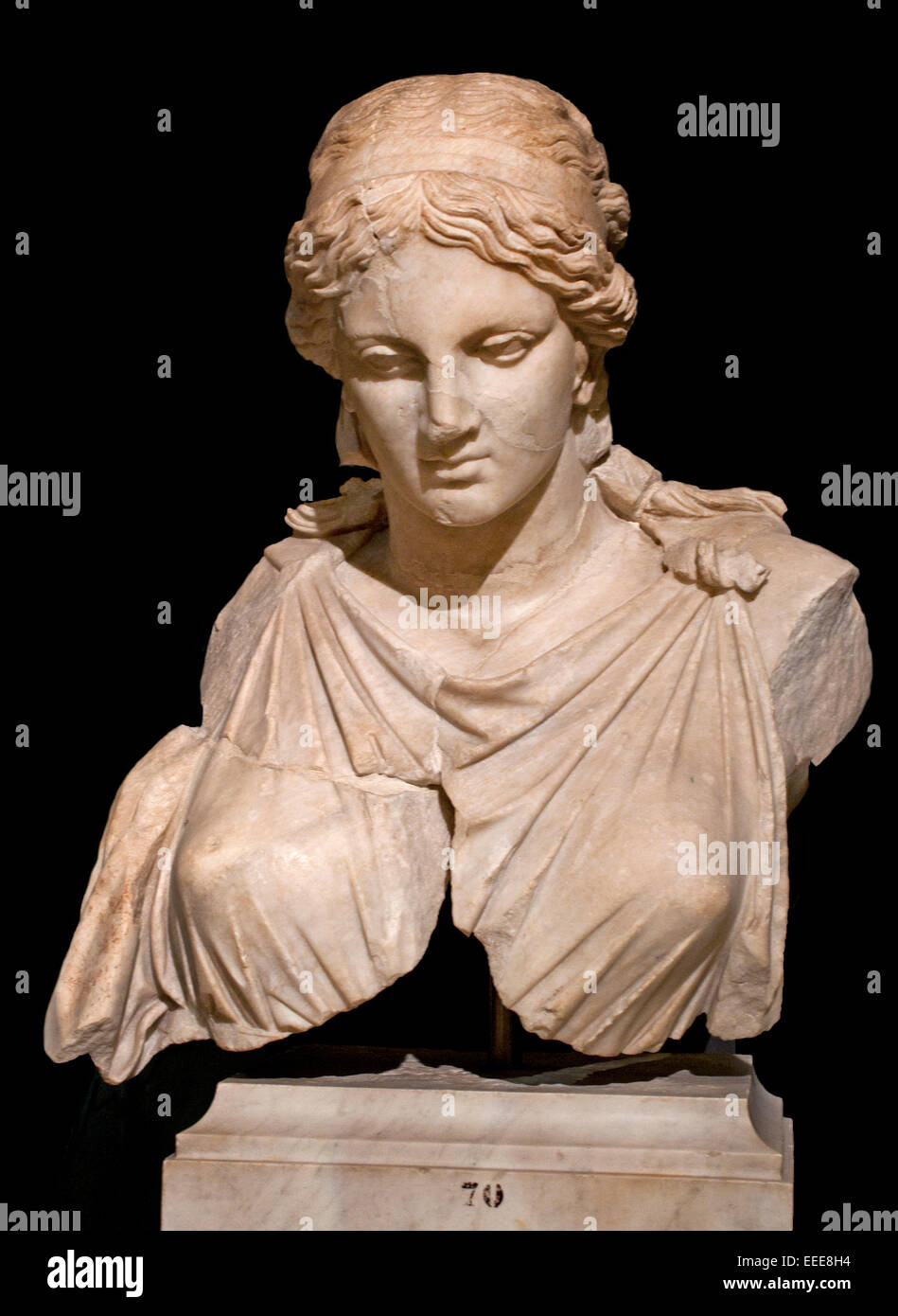 Bust of a female divinity Sculpture From a Greek original of the 4th century BC by Kephisodotos Marble Provenance: From Rome, Esquiline (1873) Roman Rome Capitoline Museum Italy Italian Stock Photo