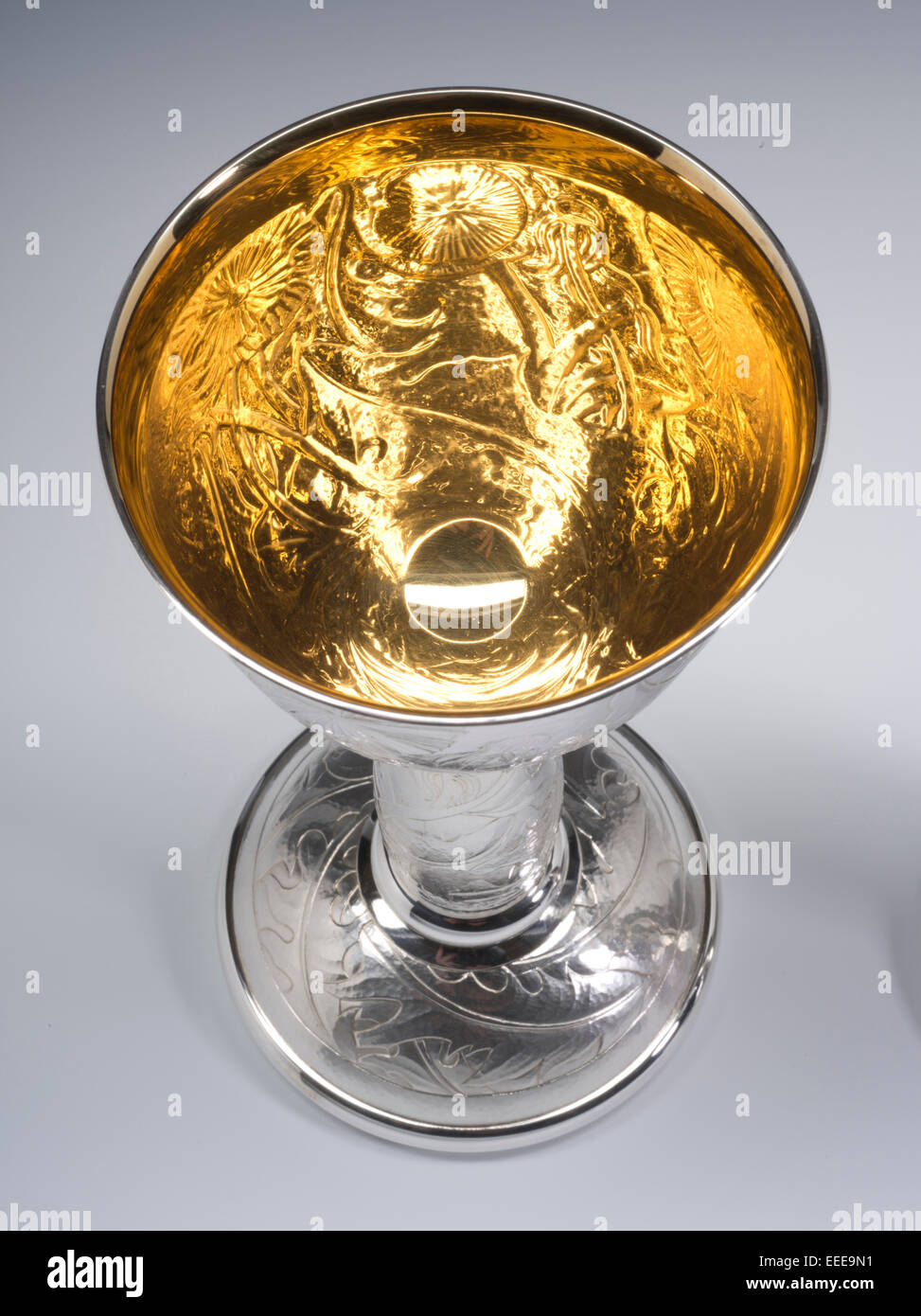 Silver goblet or chalice with gilded inside cup Stock Photo Alamy