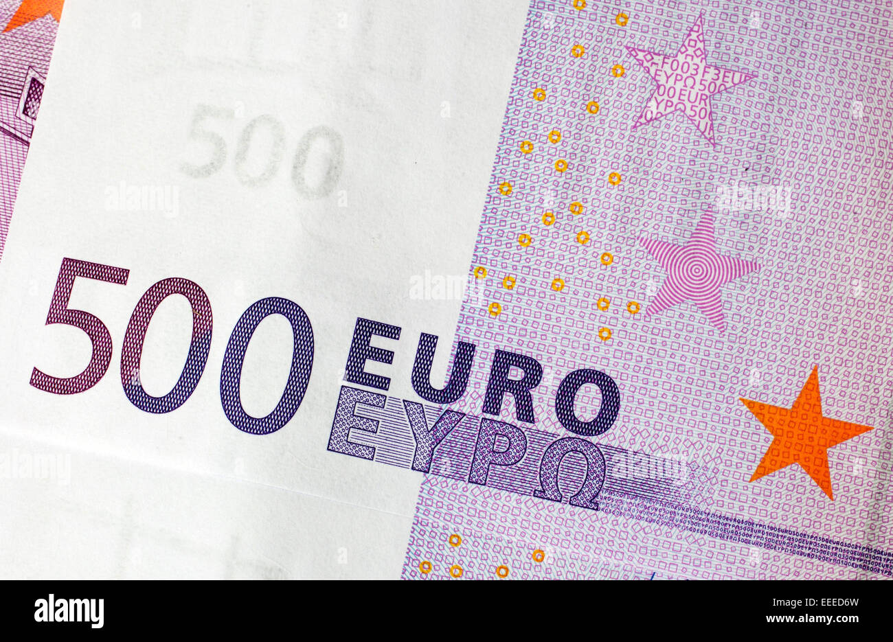 500 Euro banknotes, 08.January 2015 Stock Photo