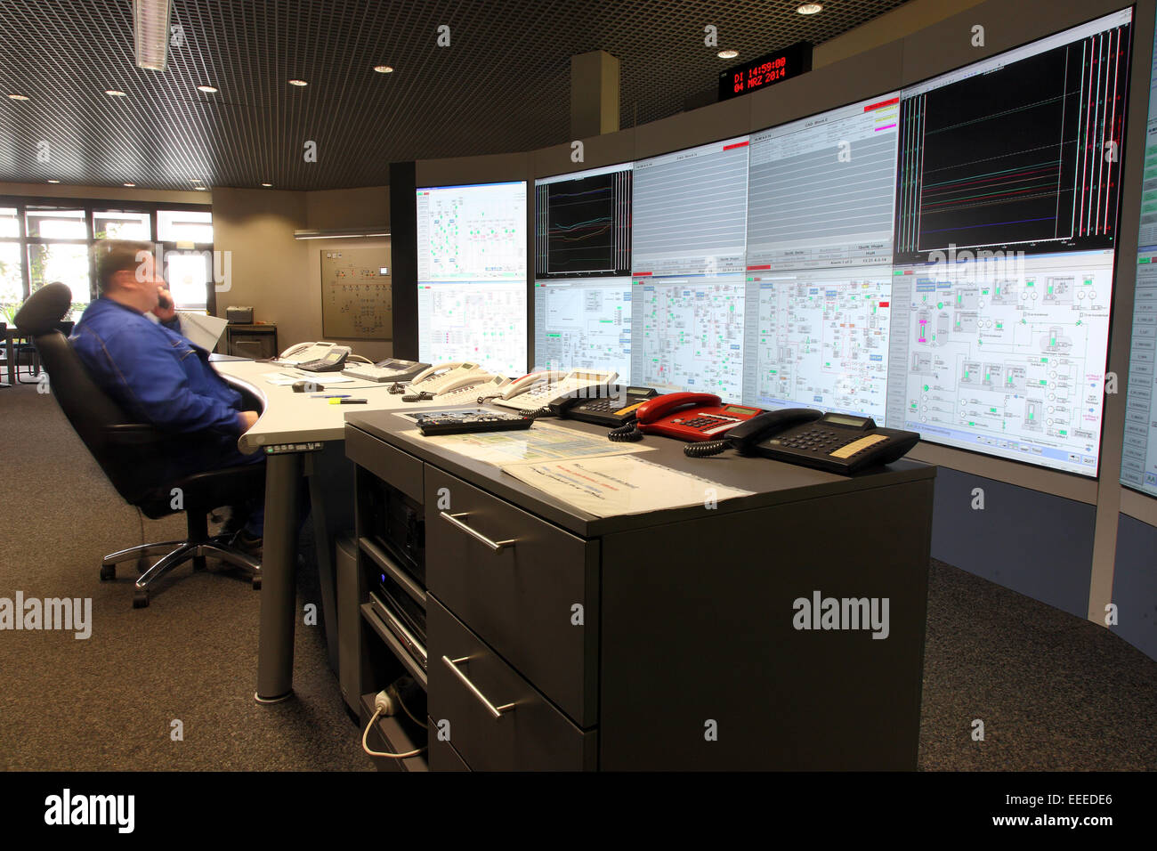 Berlin, Germany, control room of the power plant Reuter West Stock Photo