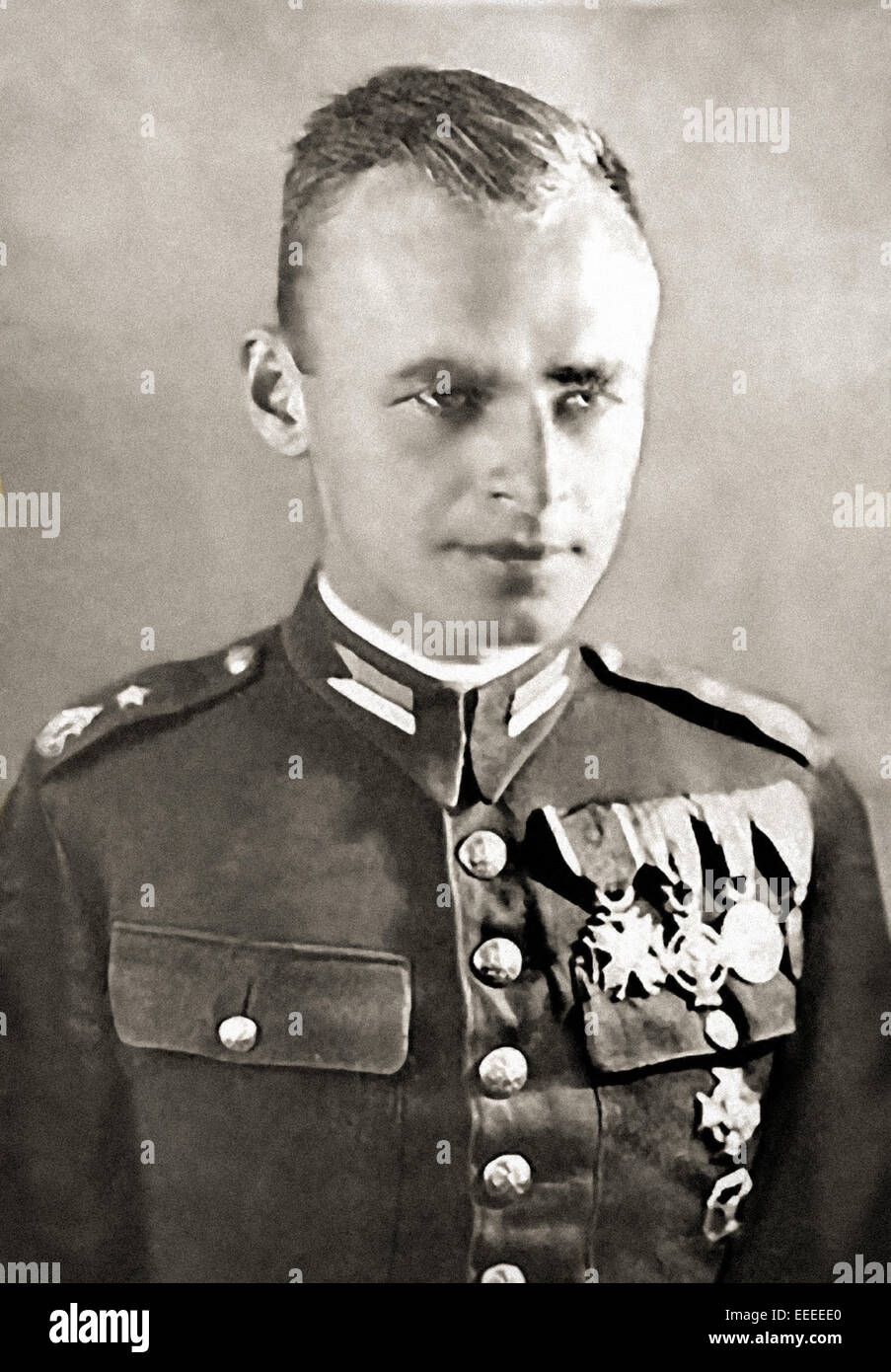 Witold Pilecki (1901-1948) when 'Podporucznik' (2nd lieutenant) in the Polish army 1938. Stock Photo