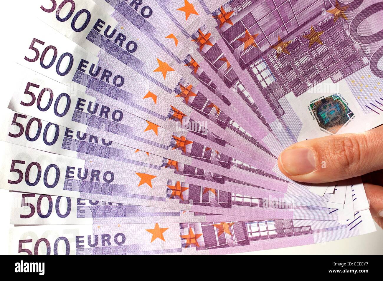 500 Euro banknotes, 08.January 2015 Stock Photo
