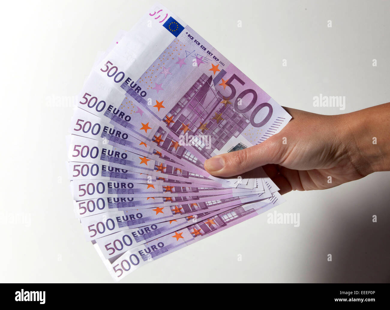 500 Euro banknotes, 08.January 2015 Stock Photo