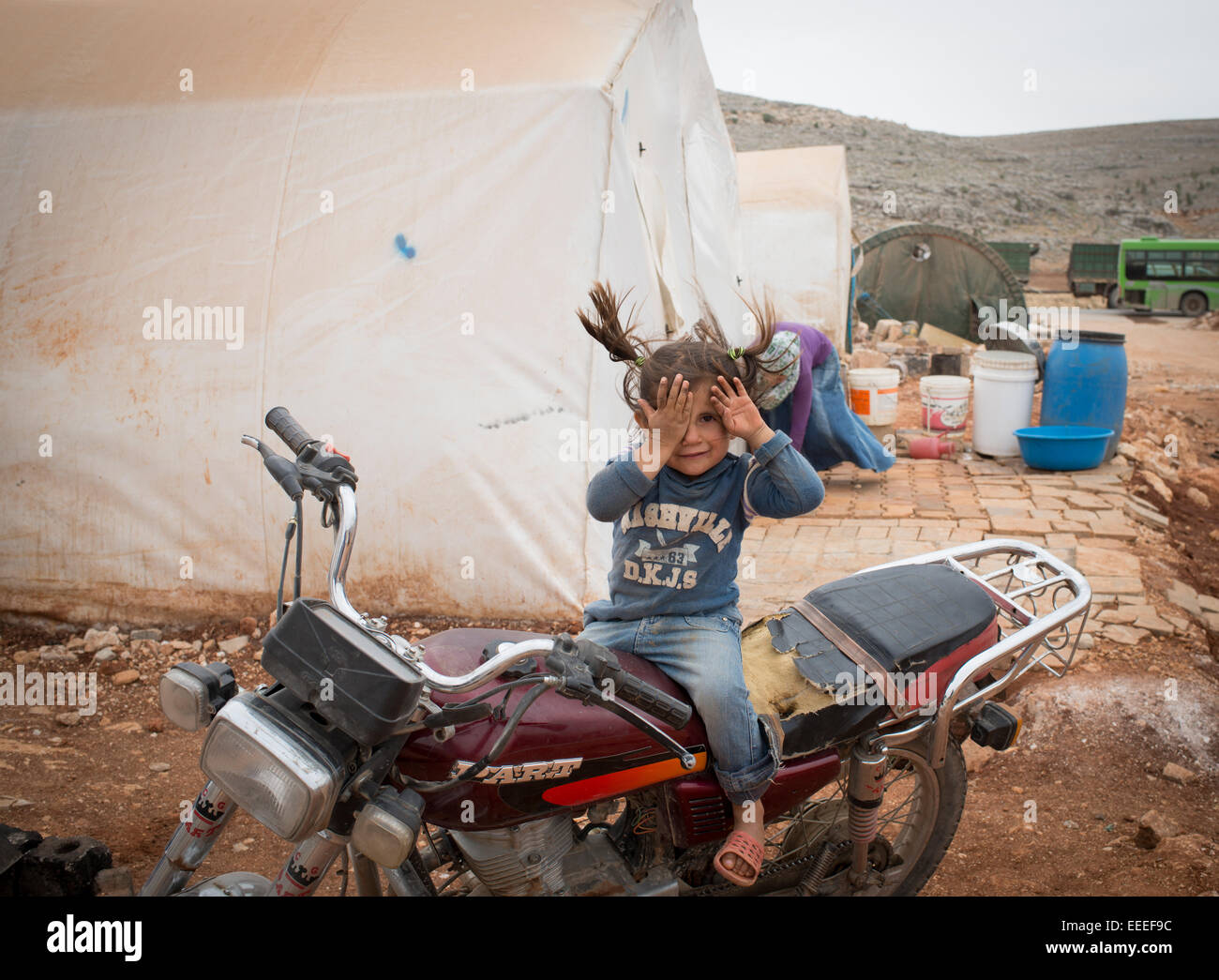 Bab al-Hawa, Syria, refugee camps on the Syrian-Turkish border Stock Photo