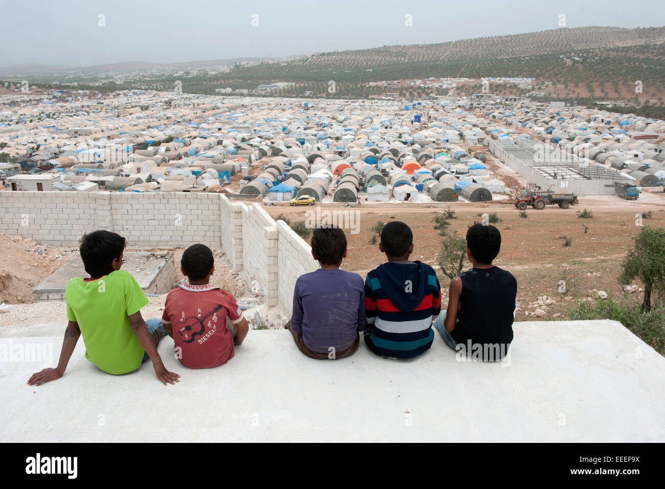 Bab al-Hawa, Syria, refugee camps on the Syrian-Turkish border Stock Photo