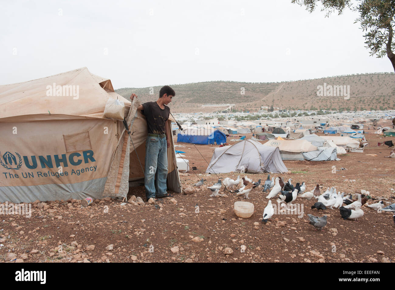 Bab al-Hawa, Syria, refugee camps on the Syrian-Turkish border Stock Photo