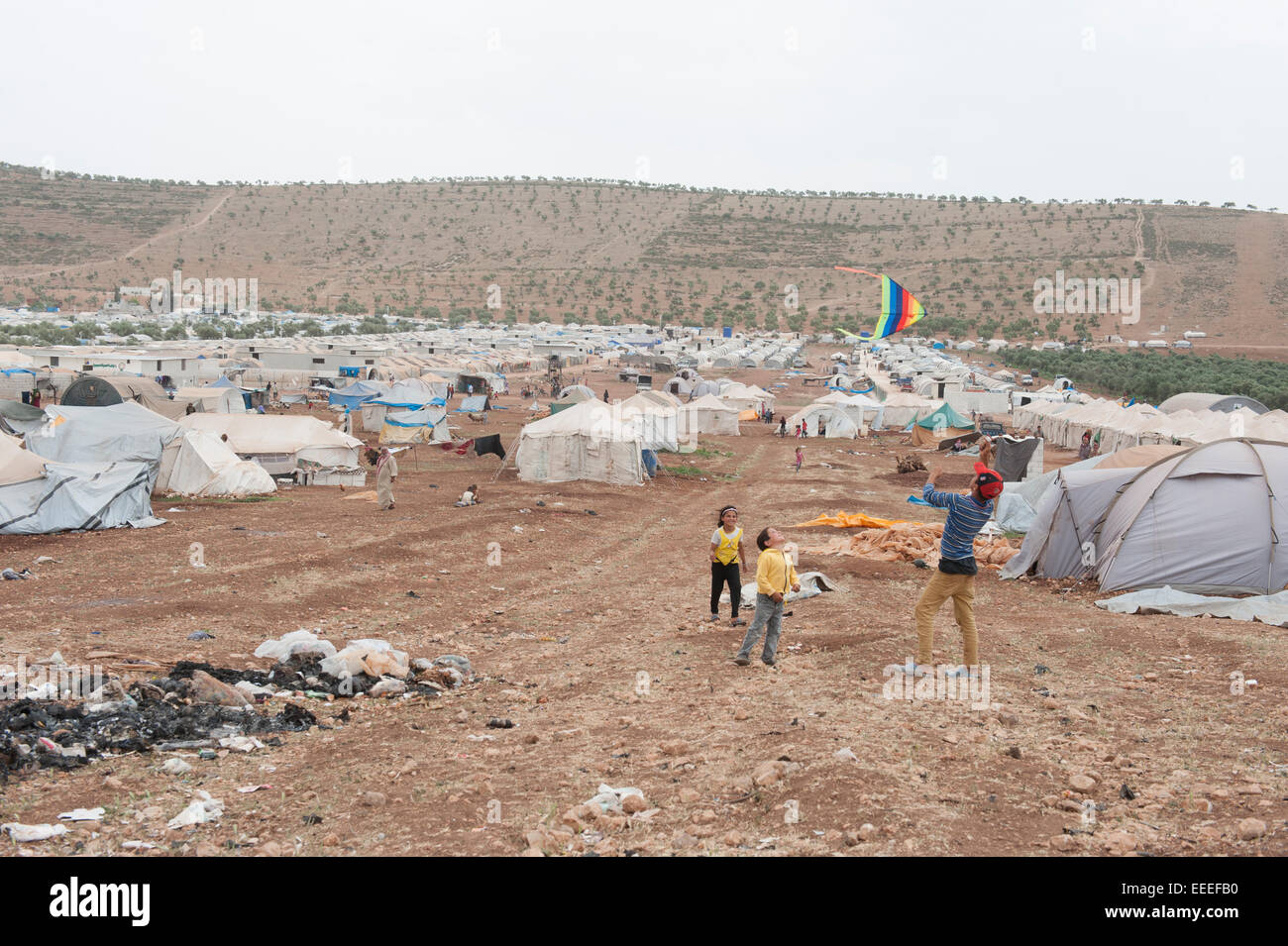 Bab al-Hawa, Syria, refugee camps on the Syrian-Turkish border Stock Photo