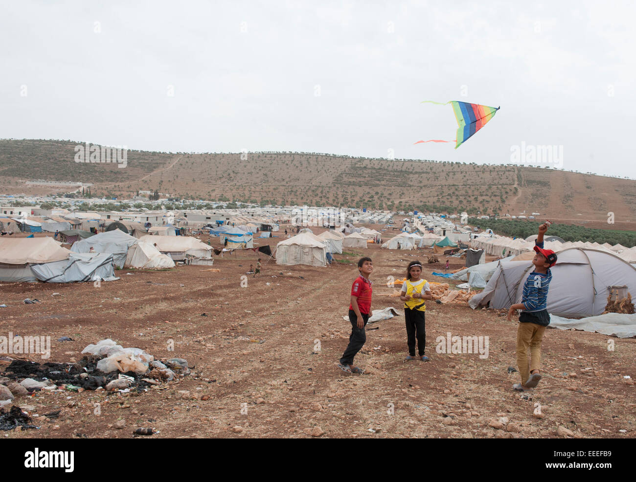 Bab al-Hawa, Syria, refugee camps on the Syrian-Turkish border Stock Photo