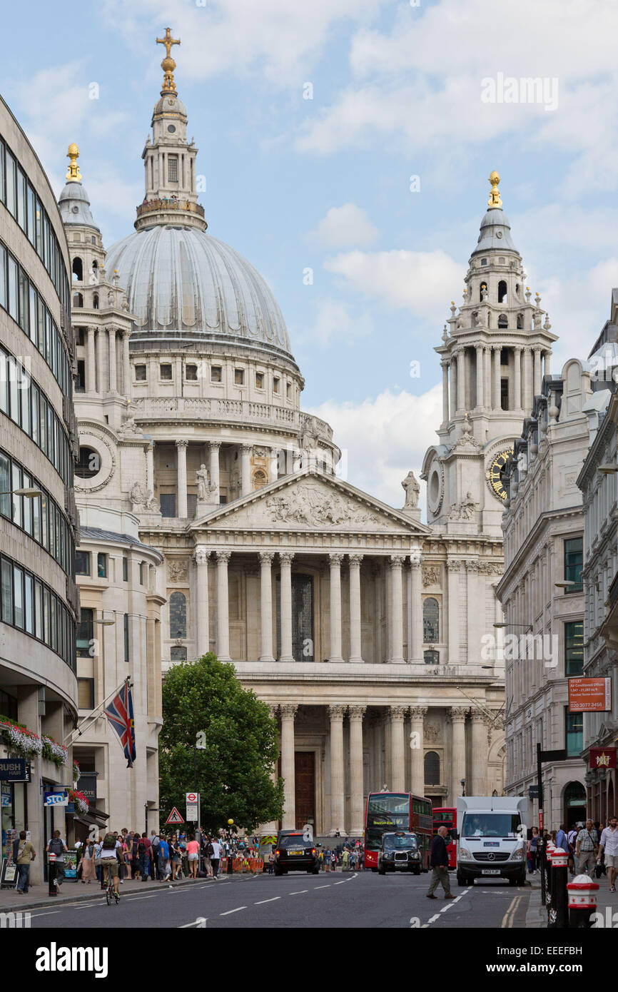 A view of St Pauls along Ludgate Hill Stock Photo