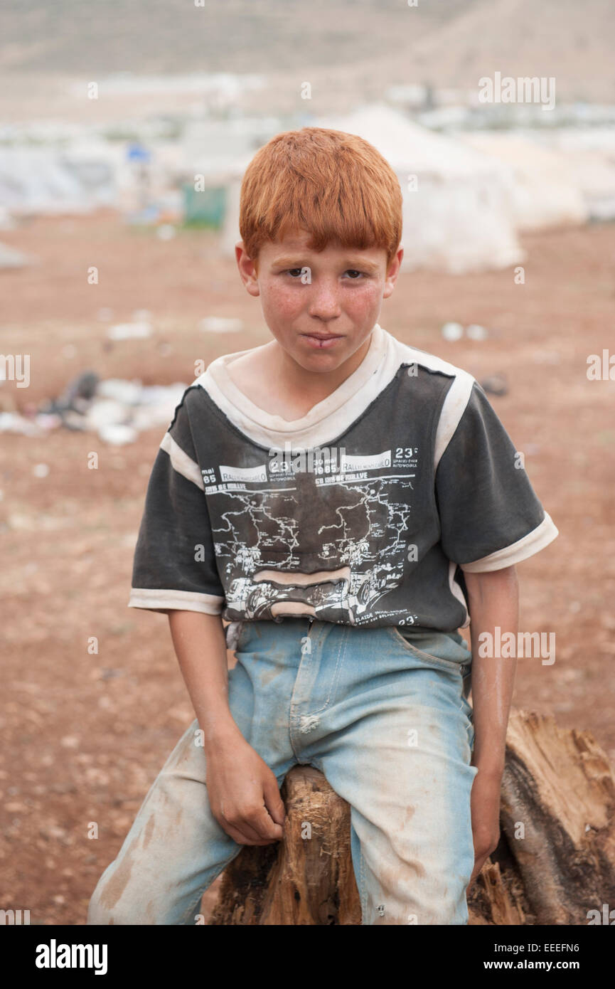 Bab al-Hawa, Syria, refugee camps on the Syrian-Turkish border Stock Photo