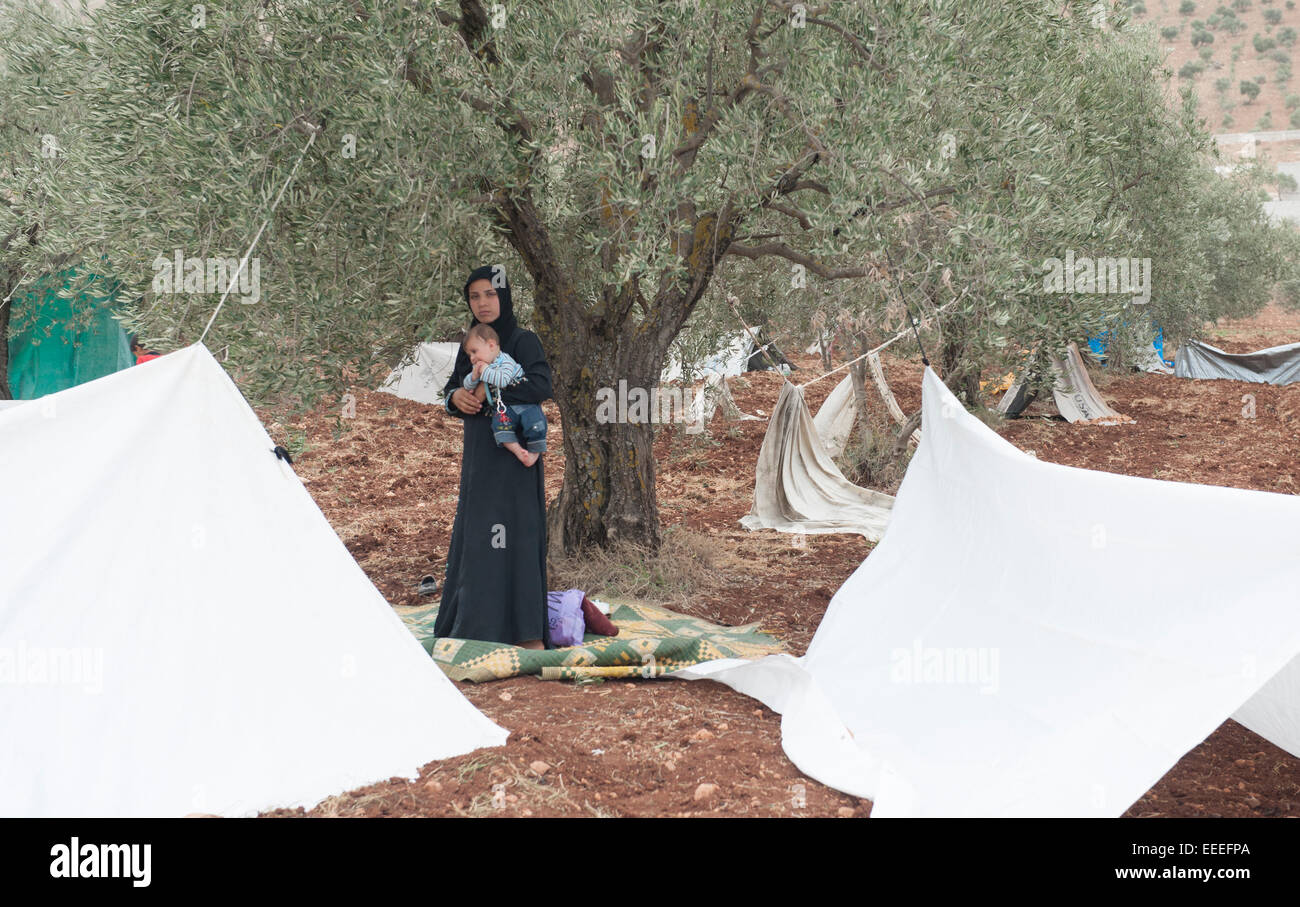 Bab al-Hawa, Syria, refugee camps on the Syrian-Turkish border Stock Photo