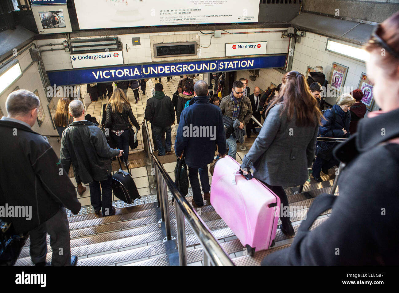 Victoria Station. Entrance to Victoria Underground Station from Victoria Railway Station Stock Photo