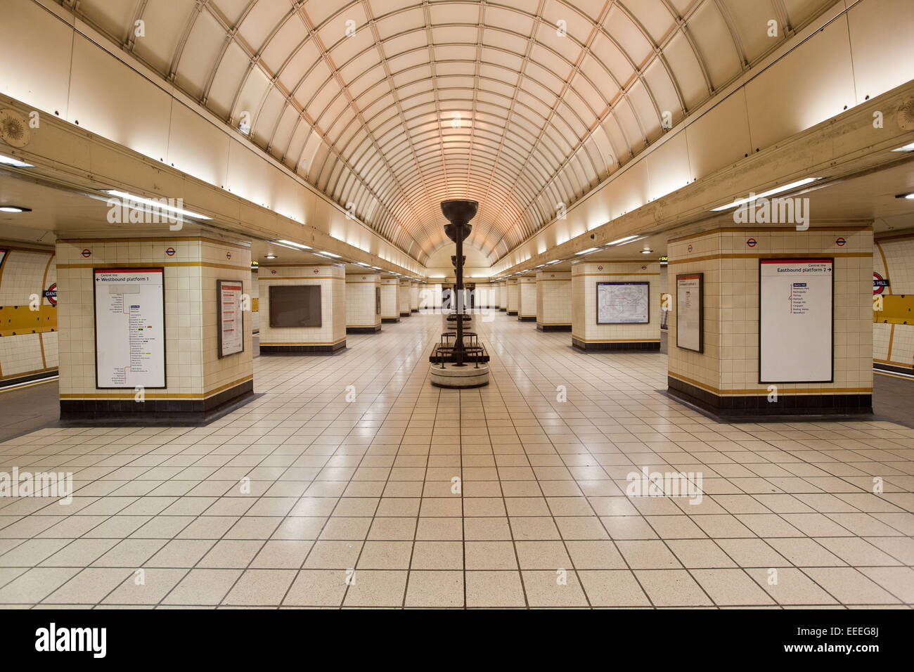 Platform level architecture at Gants Hill Underground station Stock