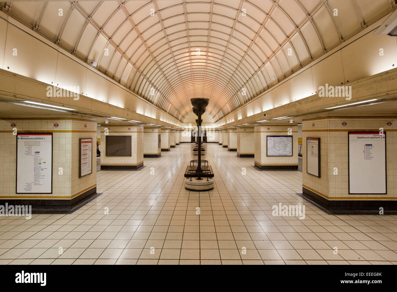 Platform level architecture at Gants Hill Underground station Stock