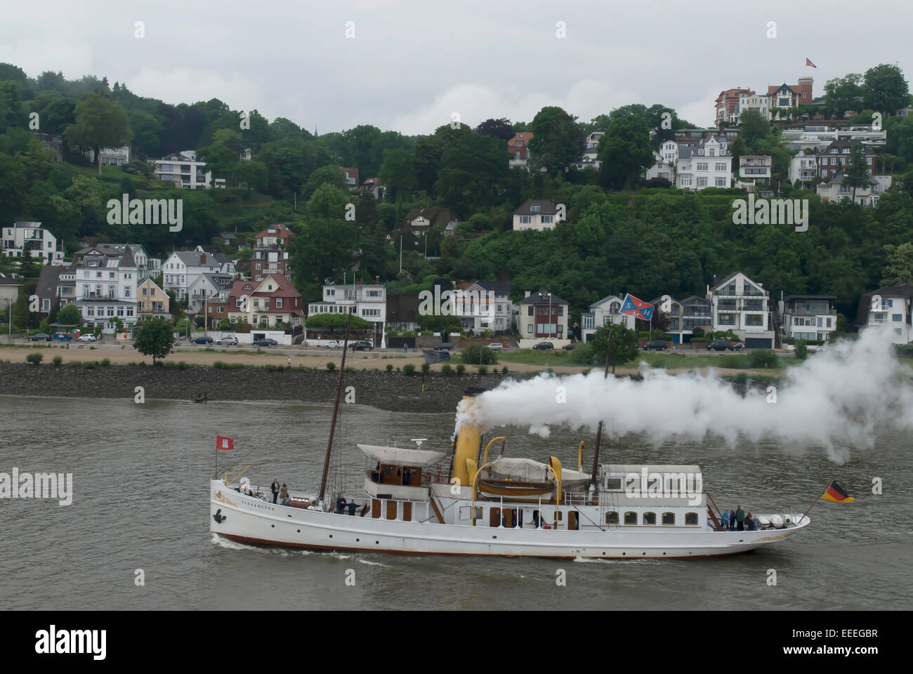 Hamburg, Germany, view from a boat on Blankenese Stock Photo