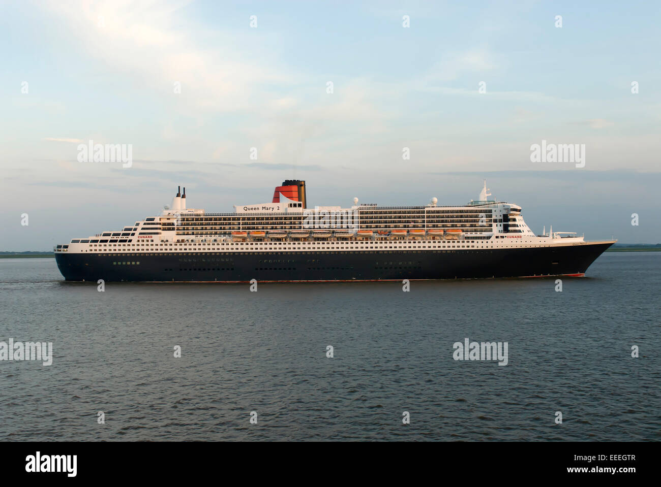 Kiel, Germany, the Queen Mary 2 on the Kiel Canal Stock Photo