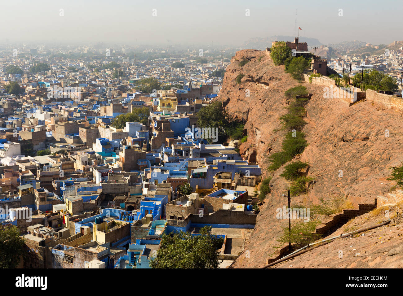 India, Rajasthan, Jodhpur, blue painted houses in the old city Stock Photo