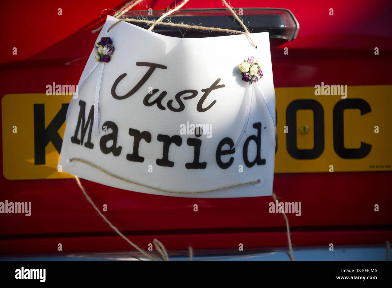 Just married sign Stock Photo