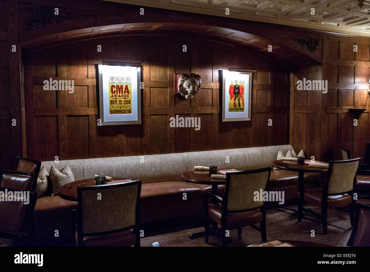 Oak room bar in the historic The Hermitage Hotel in Nashville, TN. Stock Photo
