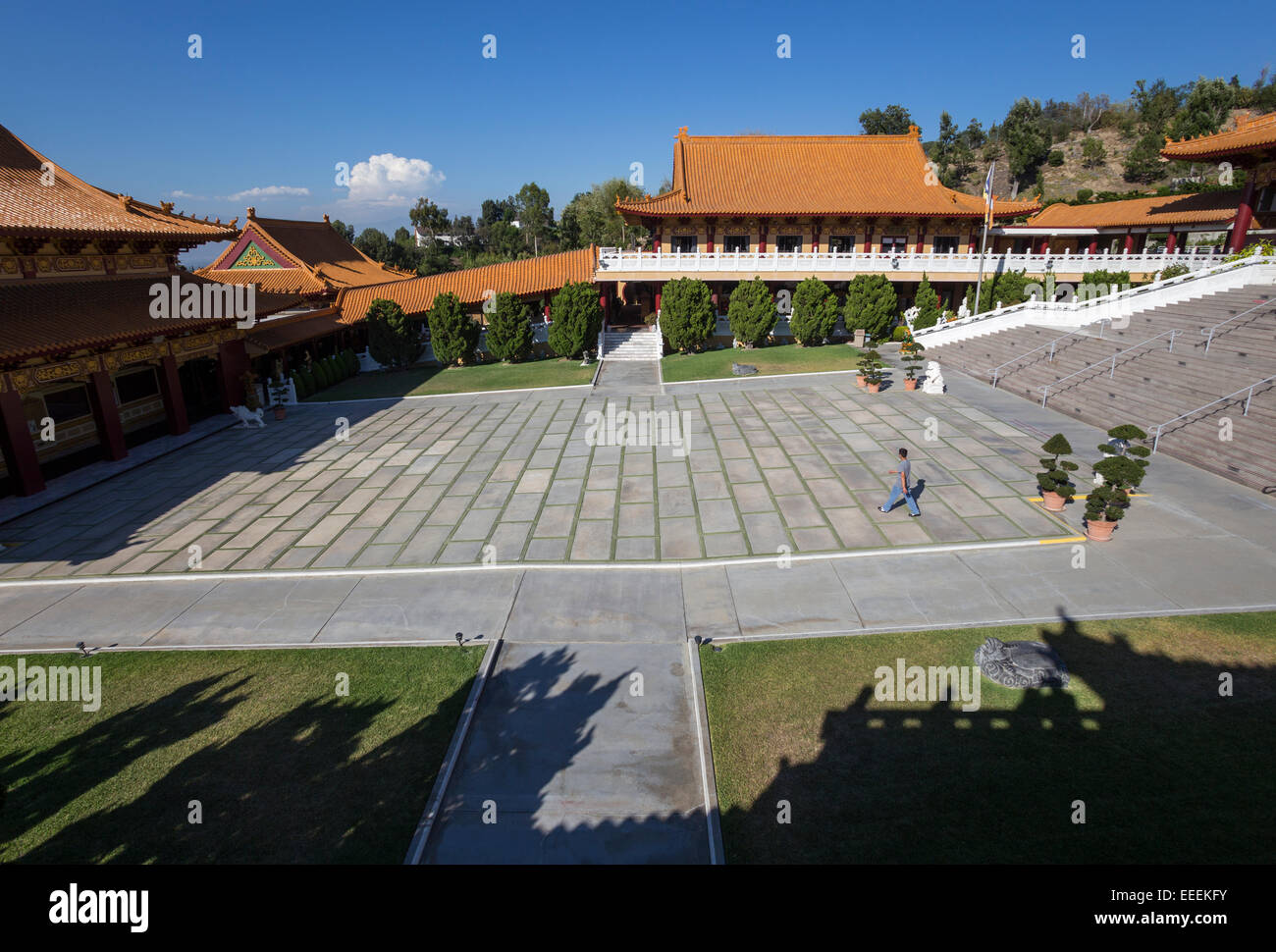Courtyard, Hsi Lai Temple, city of Hacienda Heights, Los Angeles County, California Stock Photo