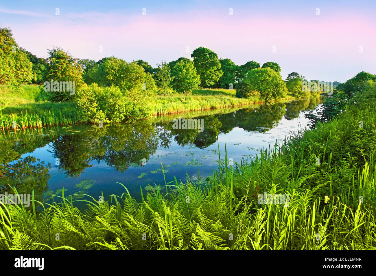 Forth and Clyde Canal, walking path, Kilsith, North Lanarkshire, Scotland Stock Photo
