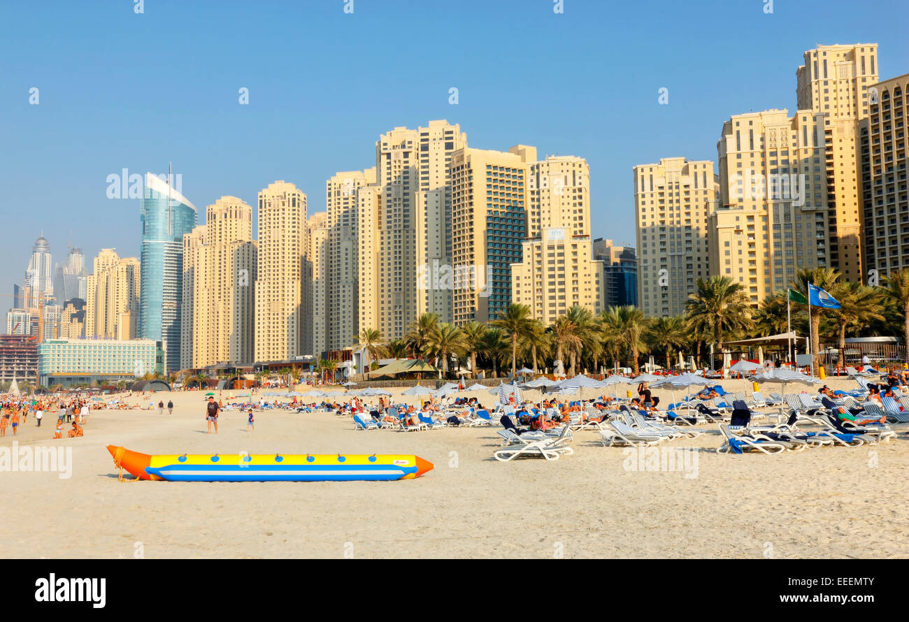 Dubai beaches. Jumeirah Beach Residence Stock Photo