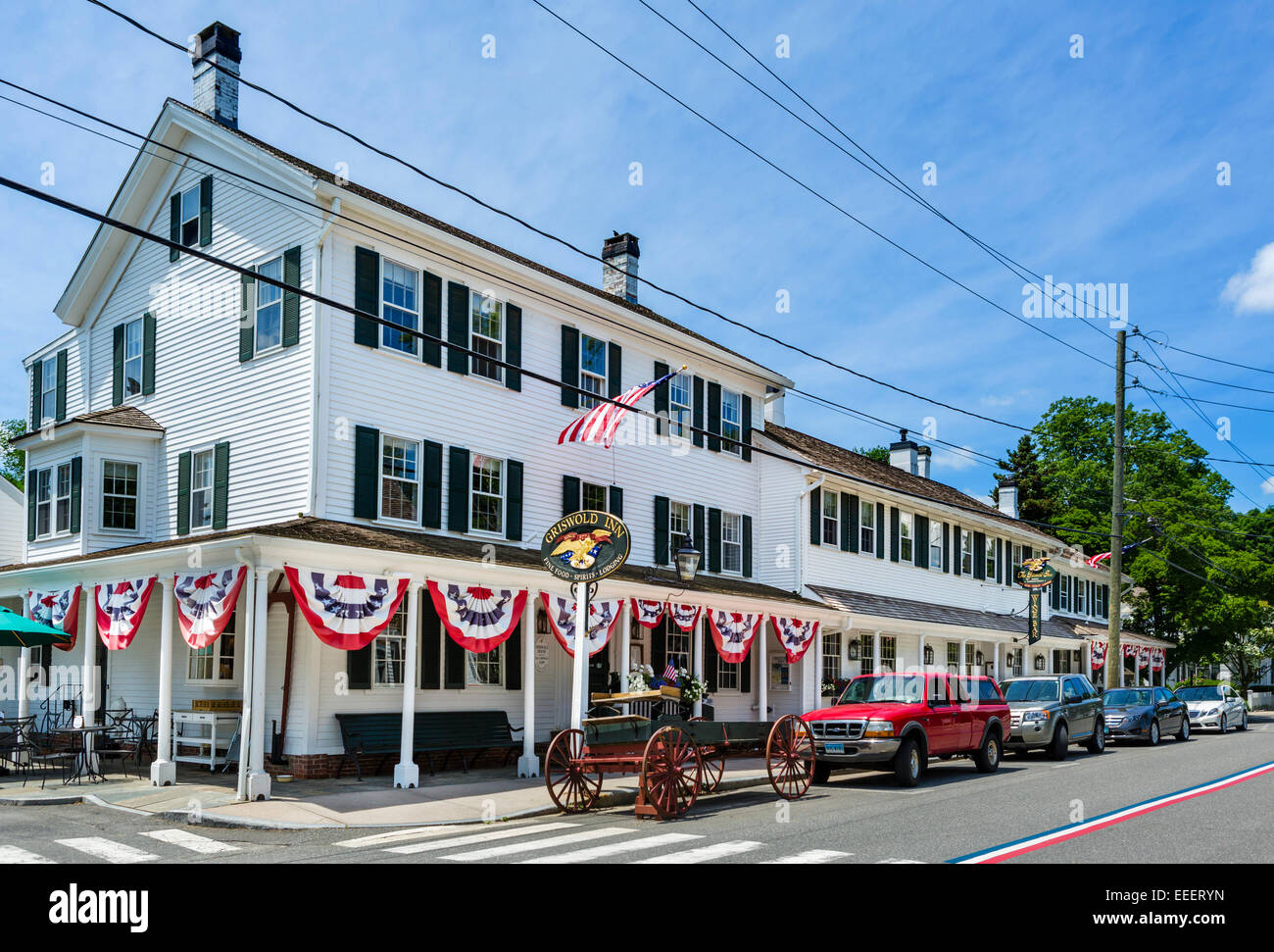The Griswold Inn on Main Street in the old town, Essex, Connecticut, USA Stock Photo