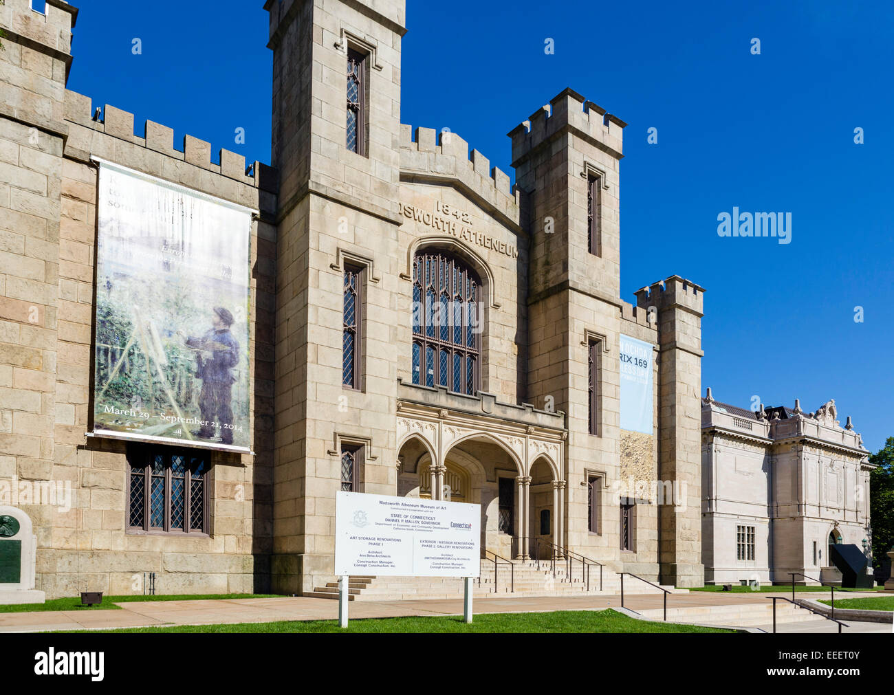 The Wadsworth Atheneum art museum on Main Street in downtown Hartford, Connecticut, USA Stock Photo