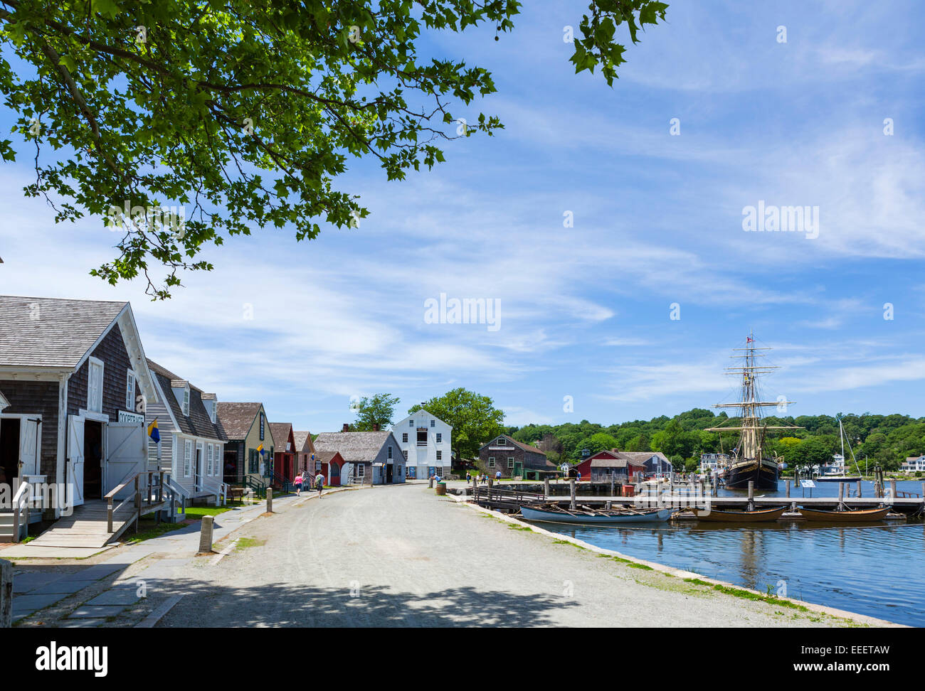Waterfront at Mystic Seaport maritime museum in Mystic, Connecticut