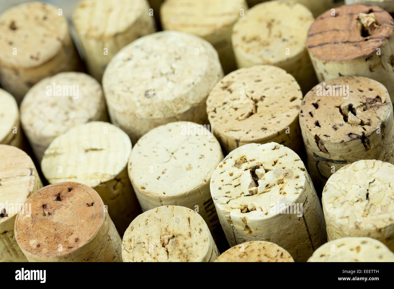 Wine Bottle Corks macro closeup with Staggered Heights Stock Photo Alamy