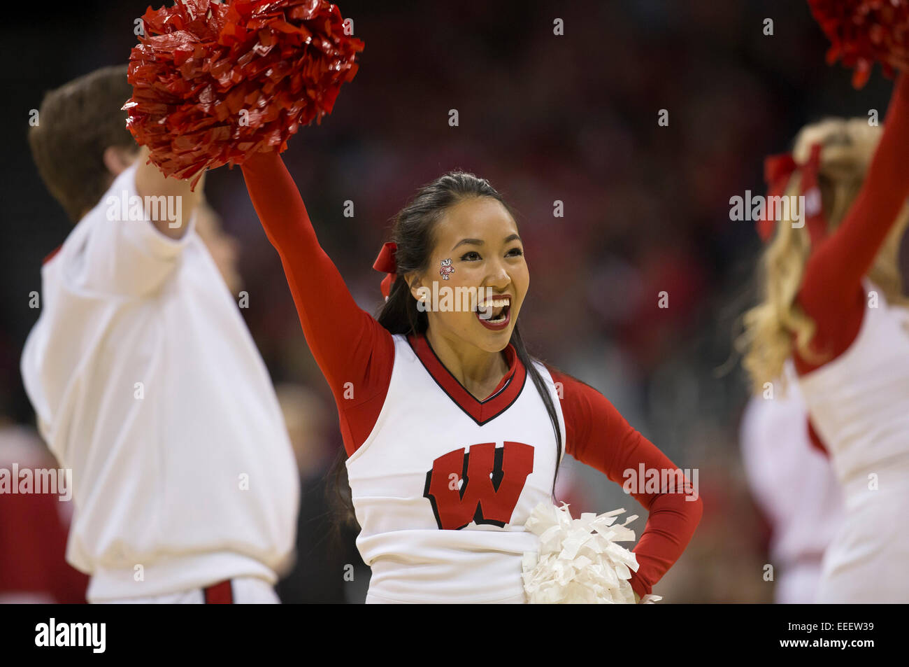 January 15 2015 Wisconsin Cheerleader Entertains Crowd During The Ncaa Basketball Game Between 