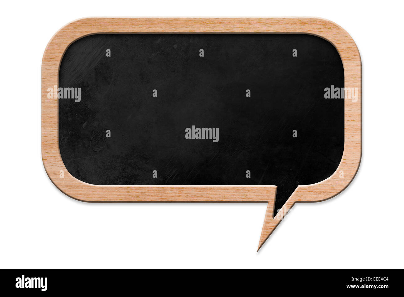 Blackboard in speech bubble shape with wooden frame, isolated on white backround Stock Photo