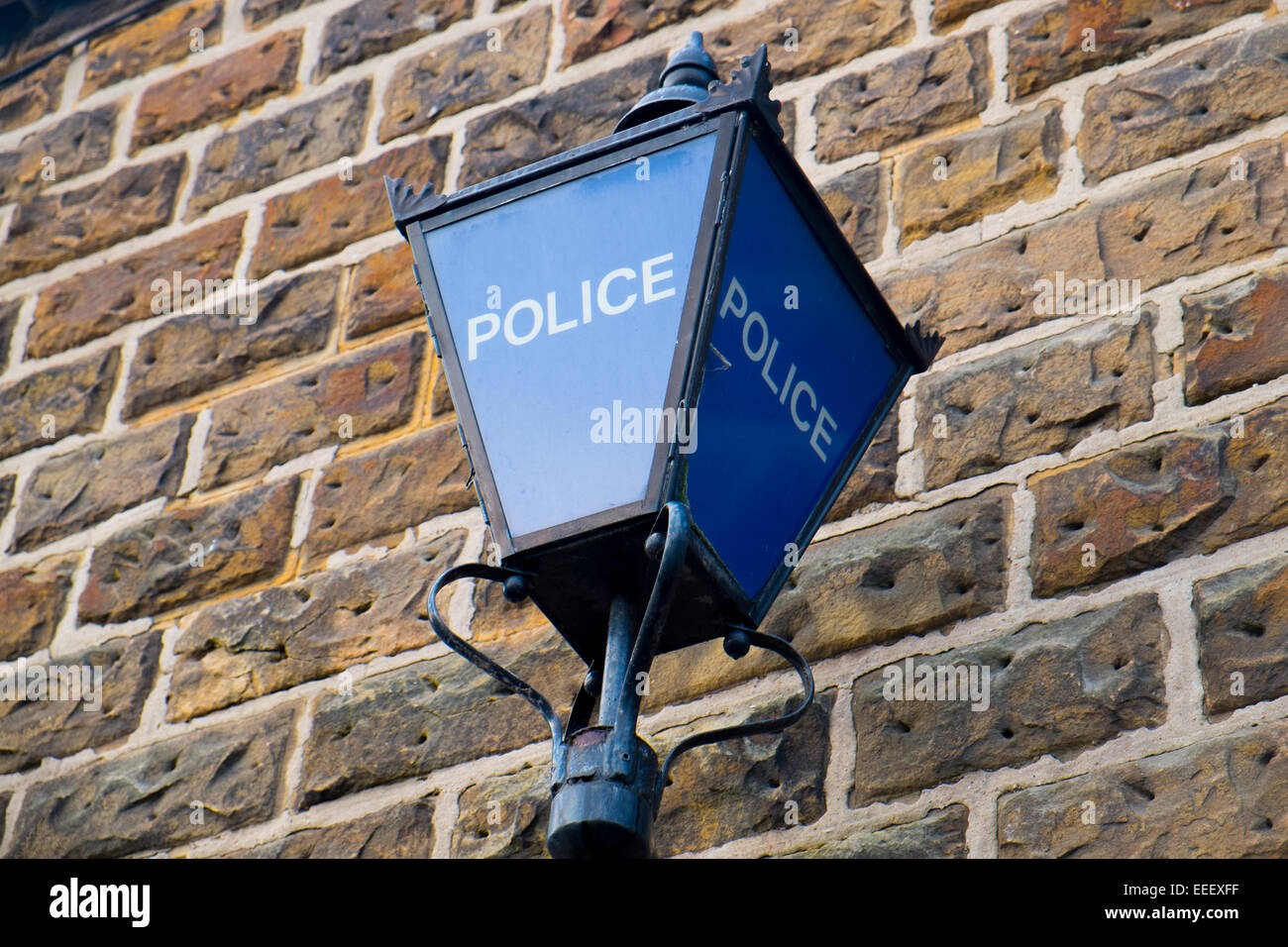 Local police station blue light in the market town of Bakewell, Peak District, Derbyshire, England, United Kingdom Stock Photo