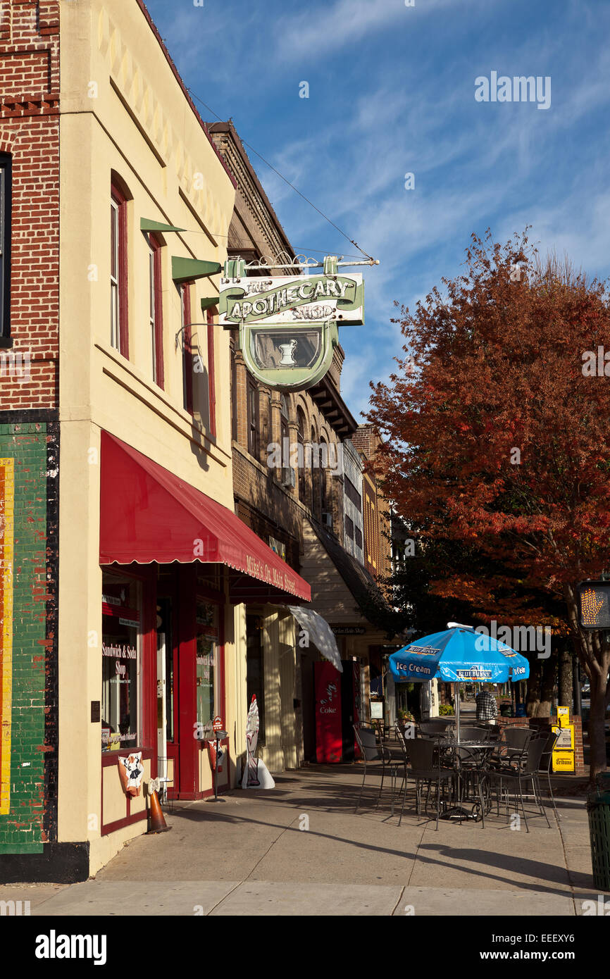 Quaint boutiques and shops in historic Hendersonville, NC Stock Photo