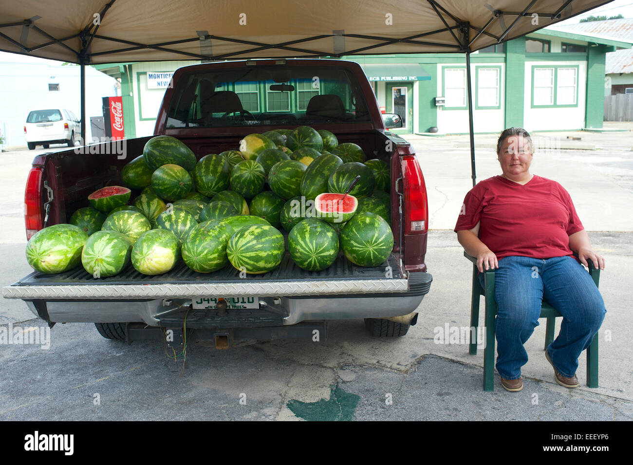 Watermelon vendor Stock Photo