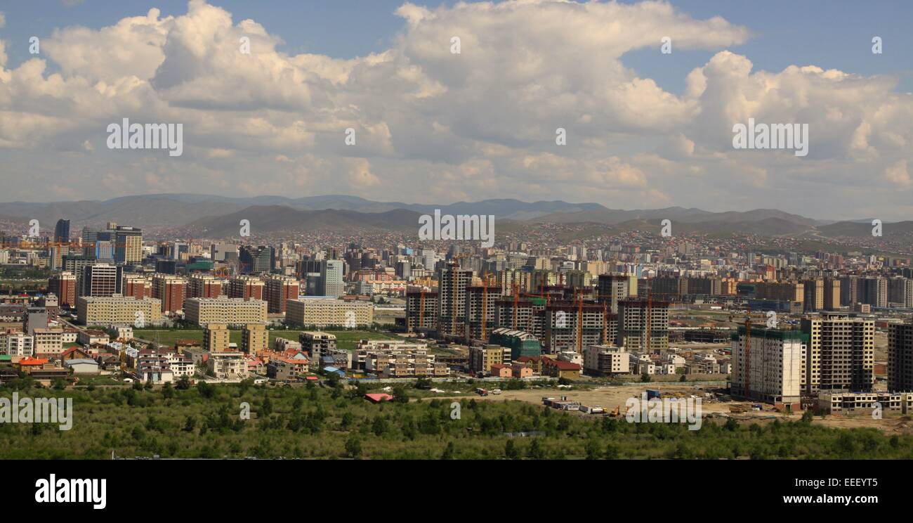 New construction of buildings in the capital city Ulaanbaatar,Mongolia Stock Photo