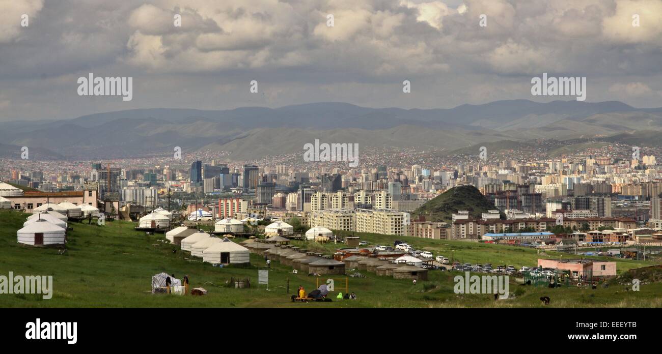 New construction of buildings in the capital city Ulaanbaatar,Mongolia Stock Photo