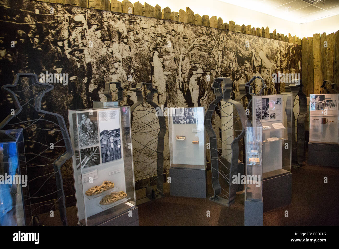 POW Museum at the Andersonville National Historic Site home to the former Camp Sumter Confederate prisoner of war camp where 45,000 Union prisoners were held May 6, 2013 in Andersonville, Georgia. Stock Photo