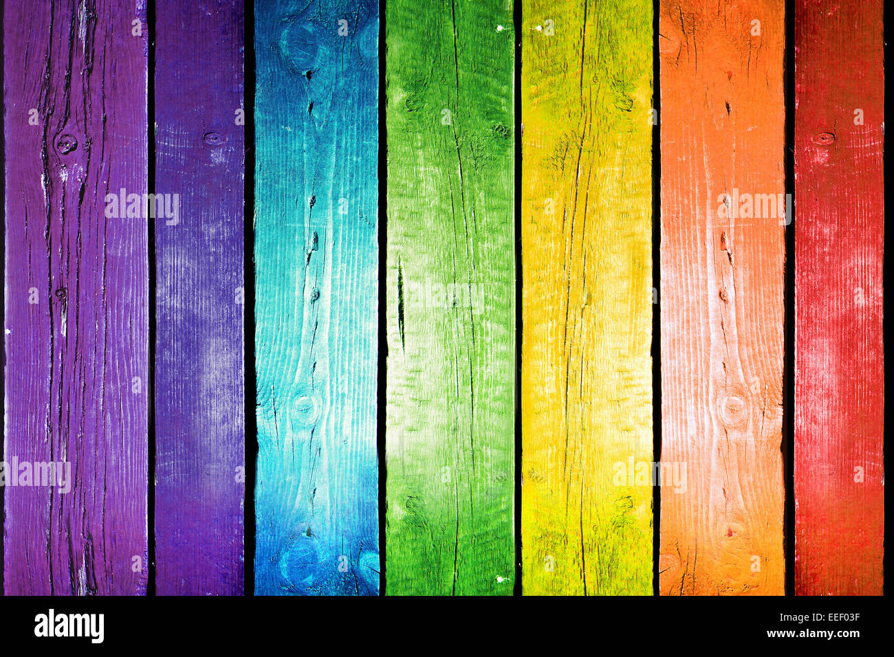 Planks in the colors of the rainbow. Colorful wood background. Stock Photo
