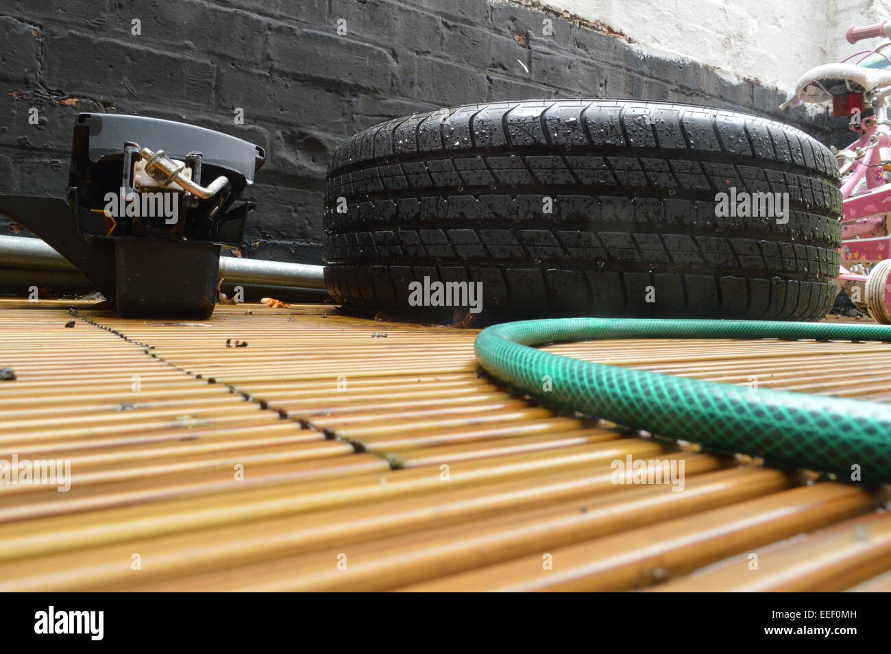a spare tyre Stock Photo