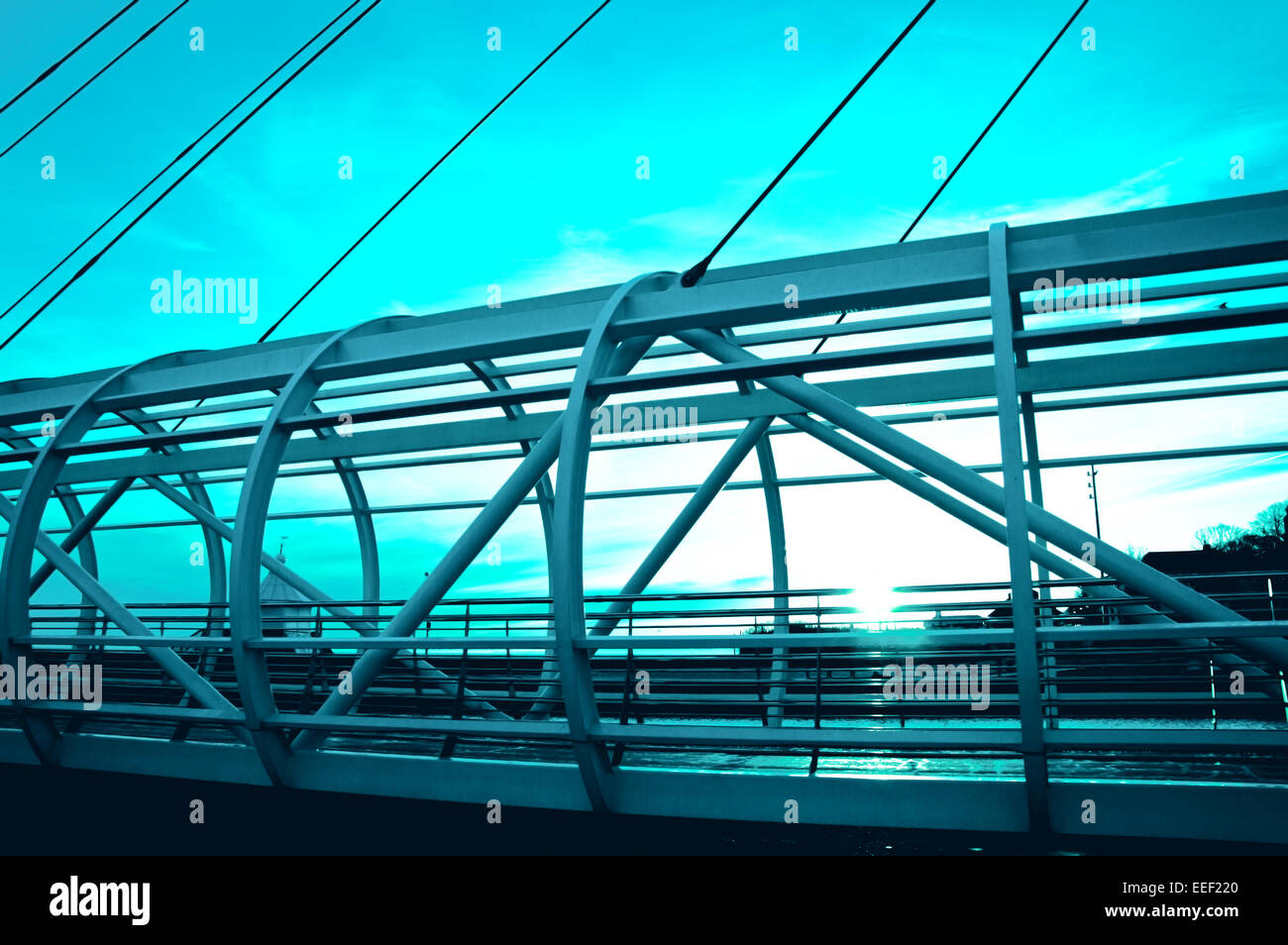 Architecture. Bridge construction in blue colors Stock Photo Alamy