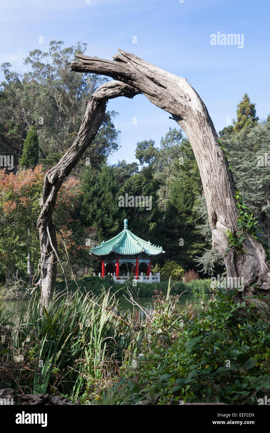 Chinese pagoda on Stow Lake in Golden Gate Park San Francisco, San