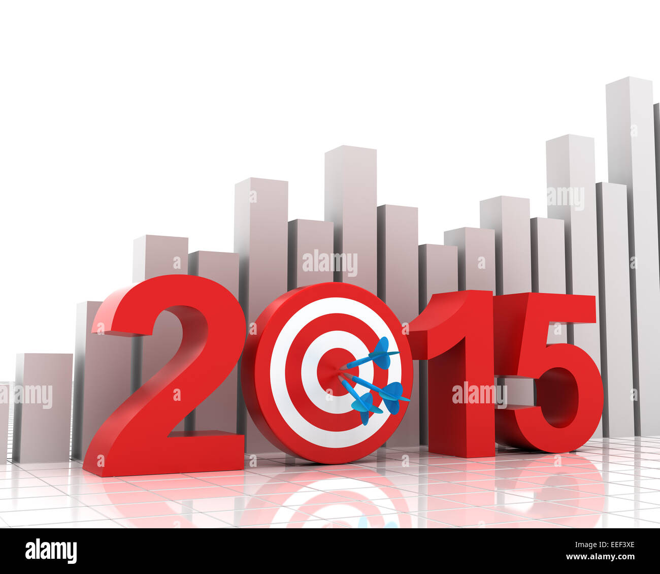 2015 target with bar chart background Stock Photo