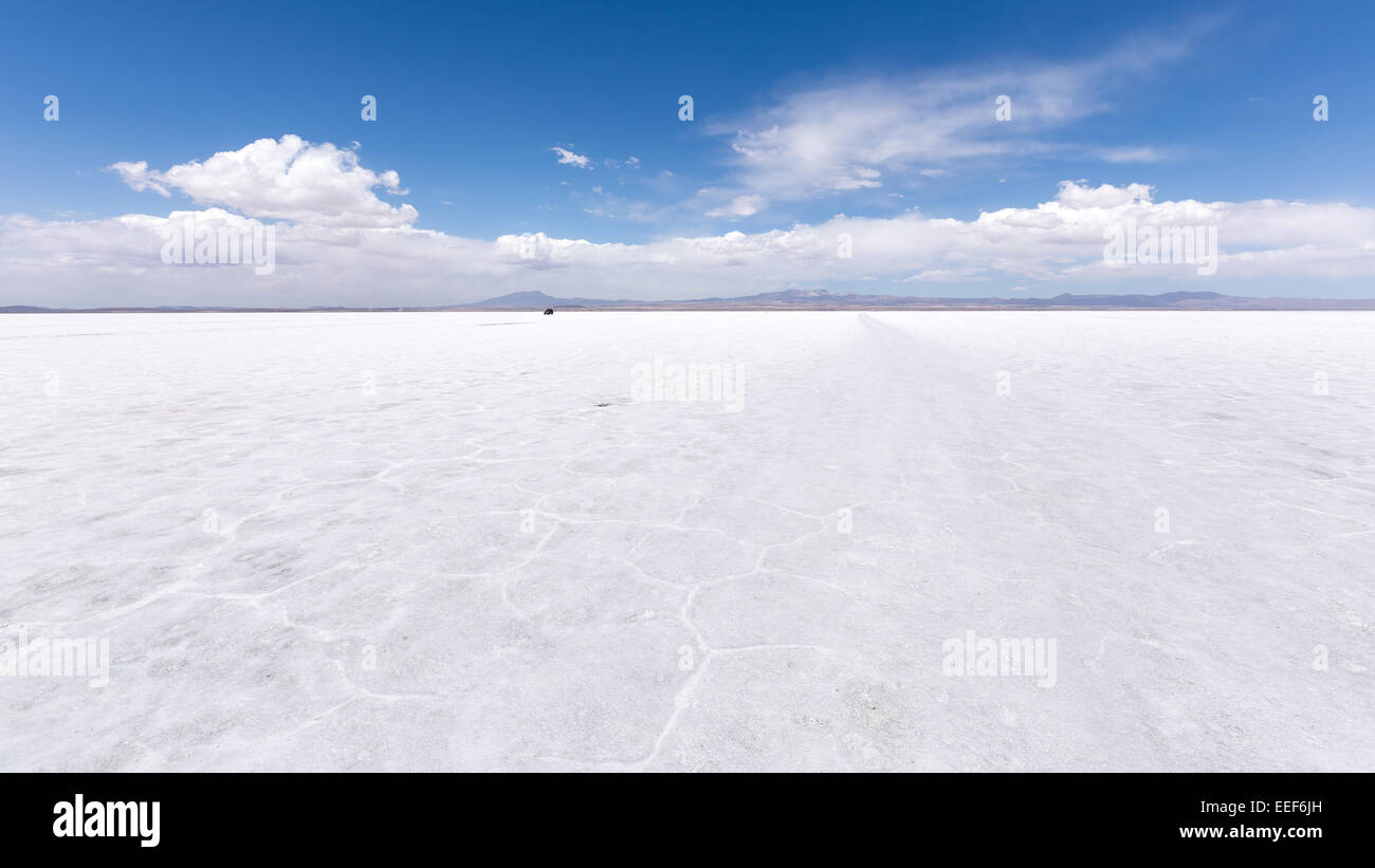 At Salar de Uyuni salt flat, Bolivia, South America Stock Photo