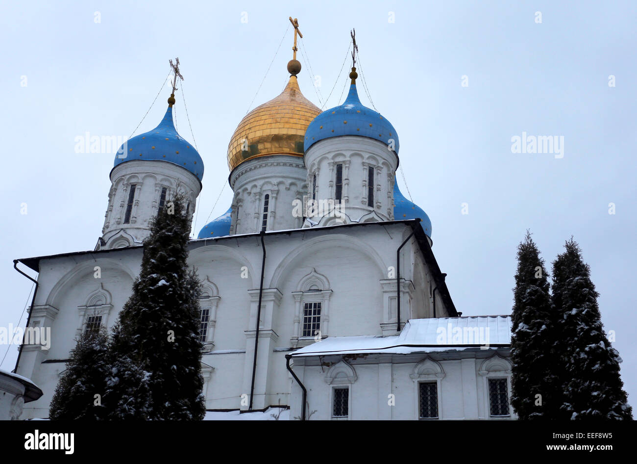 Savior Transfiguration Cathedral in Novospassky Monastery in Moscow Stock Photo